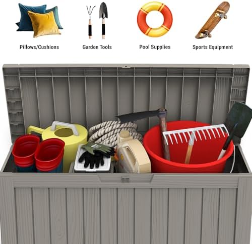 mars villa deck box, outdoor storage box waterproof, side view