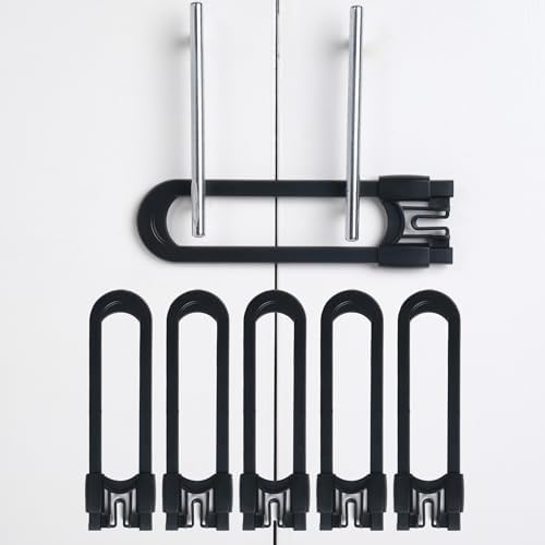 Child Proof Cabinet Locks, Baby Proofing, 6 Pack, Black | Sliding Cabinet Locks, Child Locks for Cabinets and Drawers, Baby Cabinet Locks, Adjustable, Easy Tool-Free Installation