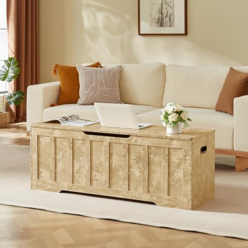 vankiley 51.2" storage chest extra large,wooden storage bench(rustic shown in use
