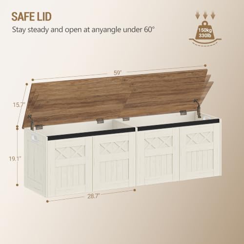 hzuaneri 59" farmhouse storage chest and bench |, close-up detail