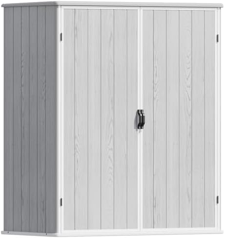 patiowell 5x3 ft plastic outdoor storage shed with, front angle view