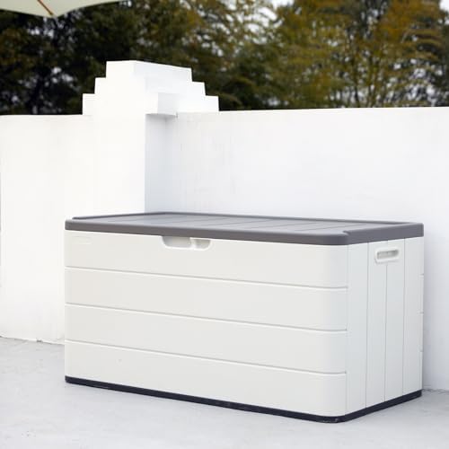 mrosaa 110 gallon deck box waterproof,double-wall resin outdoor, view 9
