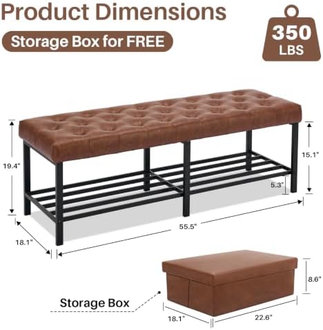 softhion 55.5" end of bed bench, faux leather shown in use
