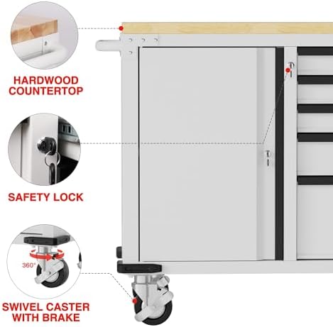 workpro 52" x 20" rolling tool chest, 5-drawer, package contents