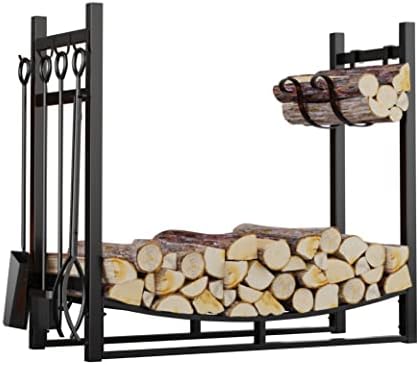 fire beauty fireplace log rack 34 inch wood, side view