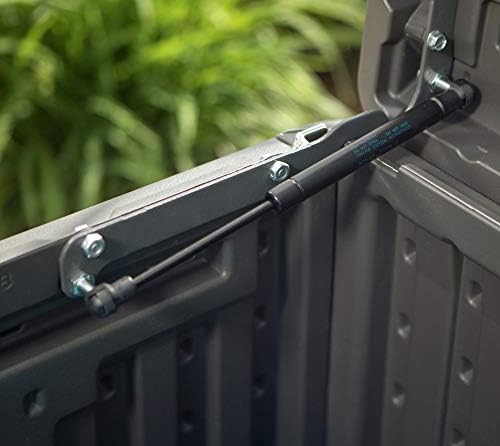 lifetime 60298 heavy duty outdoor storage deck box, front angle view