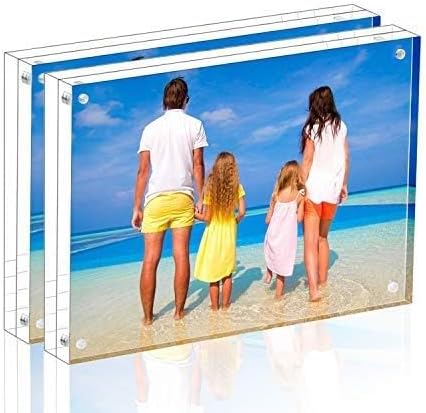 Meetu Acrylic Picture Frame 6x8 Tabletop Photo Frame Magnetic Double Sided - Image 2