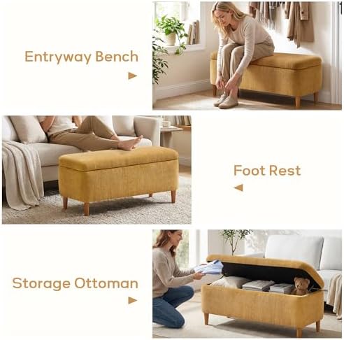 39.4" ottoman with storage upholstered storage bench for, front angle view