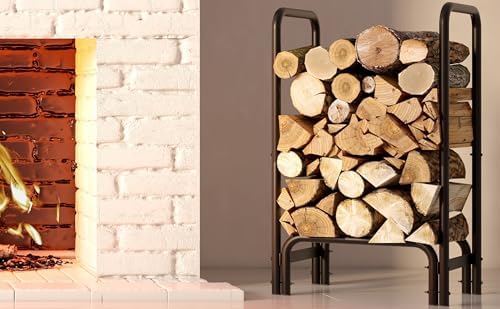 fire beauty firewood rack, carbon steel log holder showing dimensions