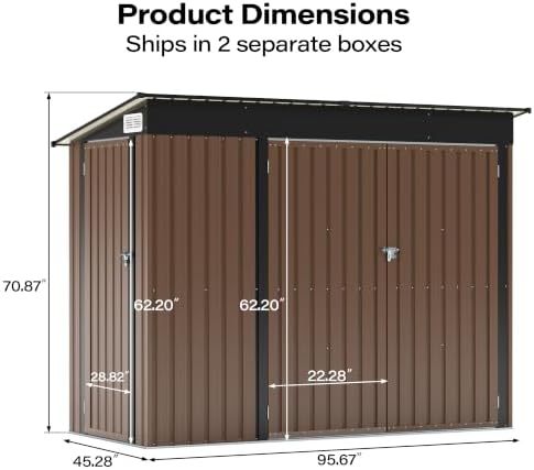 lausaint home 8 x 4 ft outdoor storage, side view