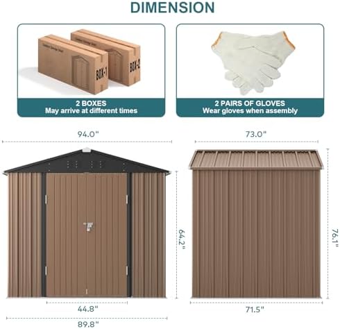 gizoon 8 x 6 ft outdoor storage shed on a desk or shelf