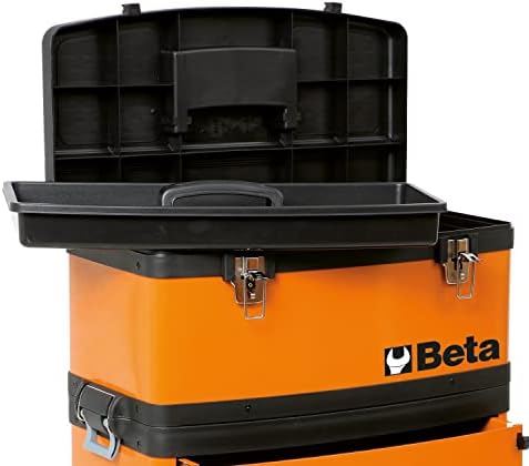 beta c41h orange two‑module rolling metal tool chest, close-up detail