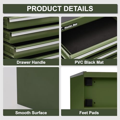mini tool box with 5 drawer,green metal toolbox, package contents