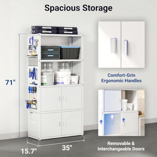 fleximounts 117"l modular garage storage cabinet with workbench, package contents