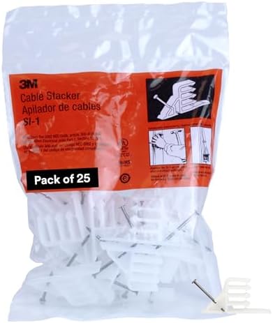 3M Cable Stacker SI-1– Multi-Cable, RoHS 2011/65/EU Compliant, Bag of 25 | Electrical Wire Organizer and Spacer for General Use, Wire Stacker, Routes Cables in an Organized Way, Easy Installation