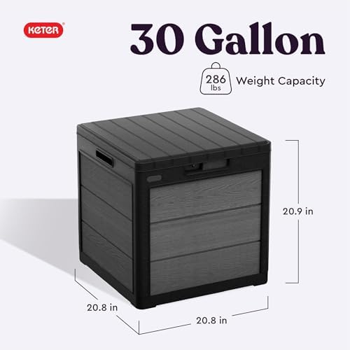 keter cortina 30 gallon resin deck box for, close-up detail