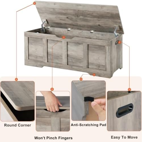 timberer 47.2" storage chest extra large storage bench on a desk or shelf