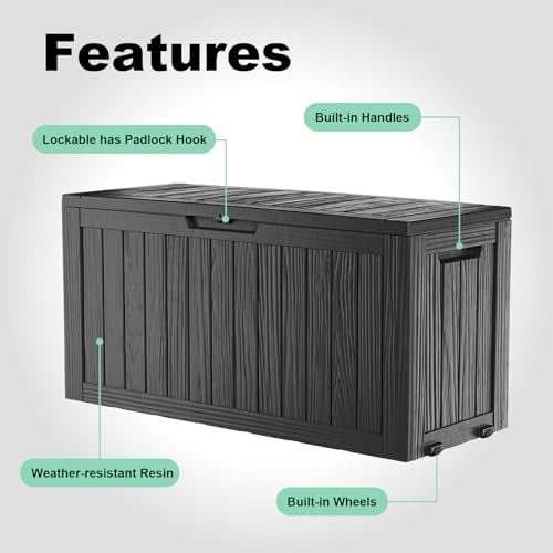 outdoor waterproof resin storage deck box lockable outside, package contents