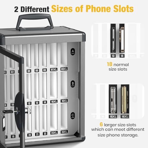 glosen 24 slots cell phone storage locker for, side view