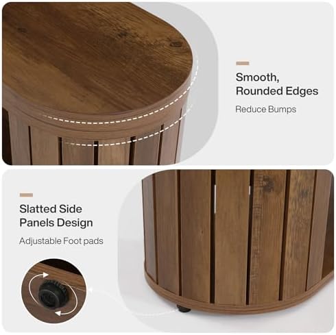 tribesigns 47.2" wooden entryway bench with 2-tier shoe, side view