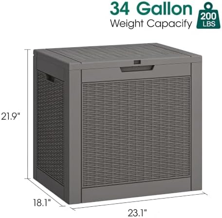 kamaboko outdoor storage box, 34 gallon deck box shown in use