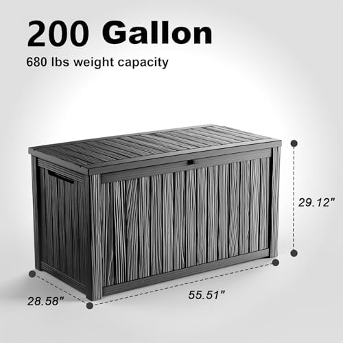 easyup 200 gal deck box resin waterproof outdoor shown in use
