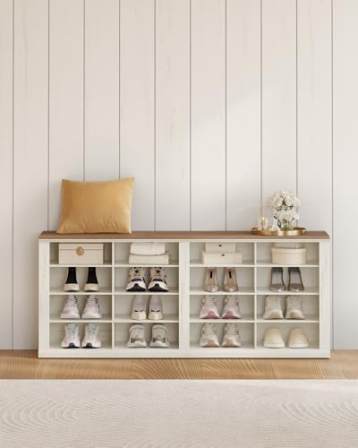 hzuaneri shoe storage bench, wooden entryway shoe benches, front angle view