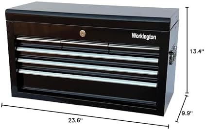 workington portable metal tool chest with 6 drawers, close-up detail