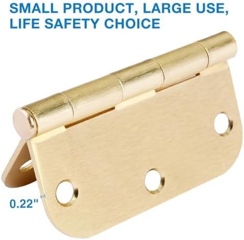 12 Pack Interior Door Hinges Brushed Brass 3.5 inch X 3-1/2" 5/8 Radius - Image 5