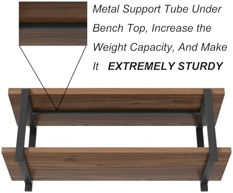 foluban entryway bench with shoe storage, modern end showing dimensions