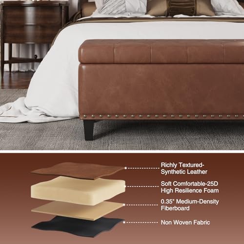 fivewillowise 51 inch storage ottoman bench,large end of, side view