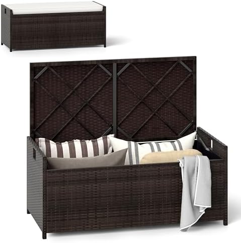 relax4life 34-gallon outdoor storage box - wicker rattan, main product view