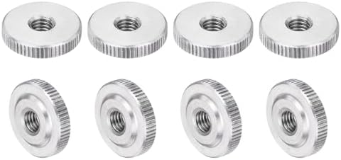 uxcell 8Pcs M6 Knurled Thumb Nuts, 304 Stainless Steel Round Knurled Flat Head Through Hole Handle Nut, Lock Adjusting Nuts, Thin Type, Silver