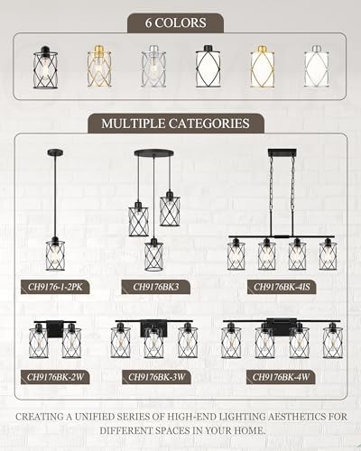 4-Light Kitchen Island Lighting, Modern Black Dining Room Light Fixtures with Clear Glass, Farmhouse Industrial Linear Chandelier Pendant Light with Adjustable Chain, CH9176BK-4IS