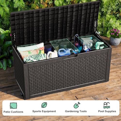 outdoor waterproof resin storage deck box lockable outside, package contents