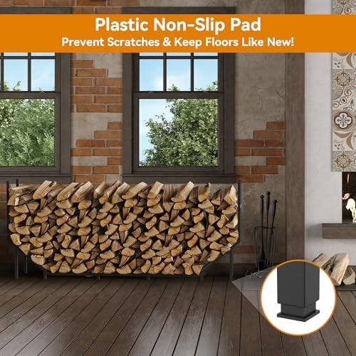 6 ft firewood rack outdoor, heavy duty metal on a desk or shelf