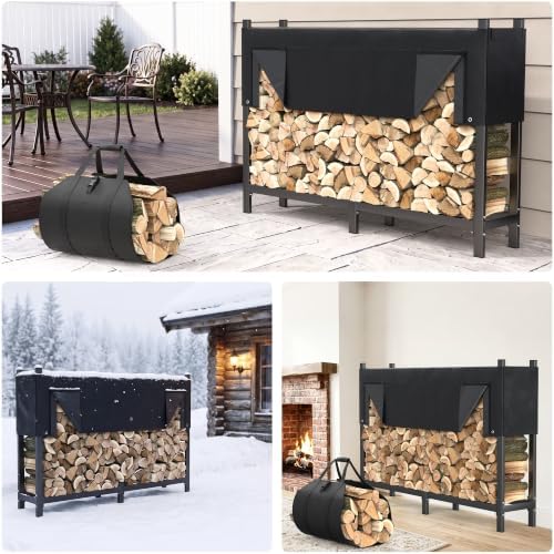 torack heavy duty 72 in/6 ft firewood rack shown in use