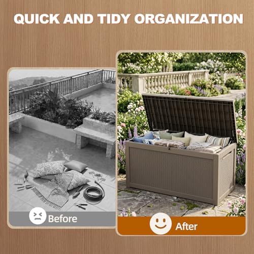 efu outdoor storage box 360 gallon deck box, side view