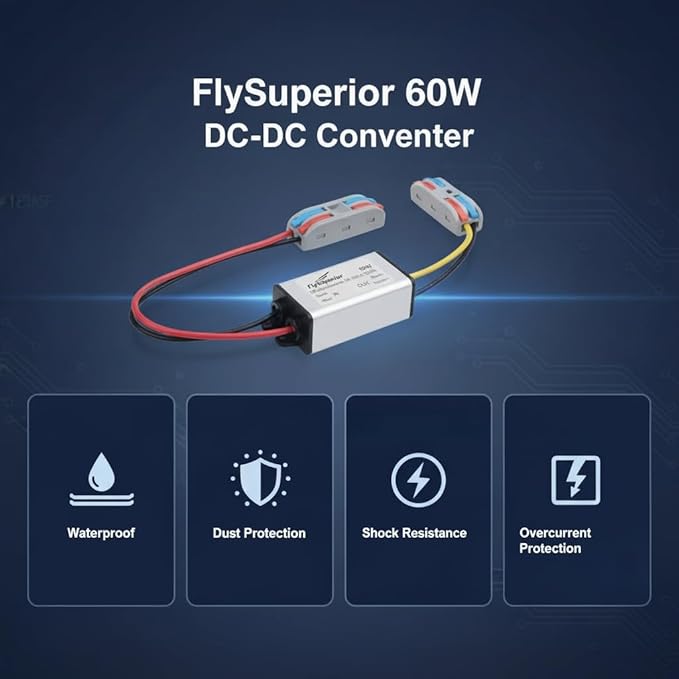 FlySuperior DC 24V/36V to 12V Step Down Converter Reducer Regulator, 60W Power - Image 7