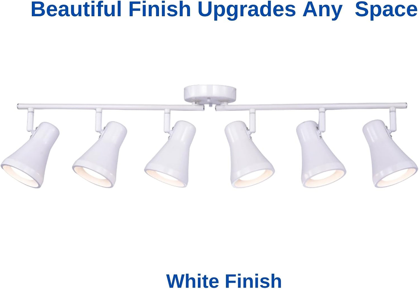 Foldable Track Lighting Fixtures, 6 Way Pivot Shade Ceiling LED Lights,Modern White Rotatable Bar Spotlight for Kitchen Island Hallway Dining Living Room Bedroom,E26 R20 Bulb Not Included