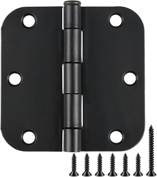 Rounded Door Hinges 3-1/2" x 3.5 inch, 5/8 Radius, Matte Black 3 ½ Inch 6 Pack by TDCHINGES
