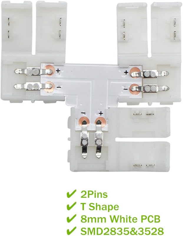 LightingWill 10pcs/Pack T Shape Solderless Snap Down 2Pin Conductor LED Strip - Image 2