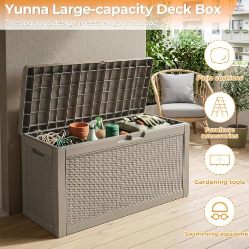 resin deck box outdoor storage box waterproof for showing dimensions