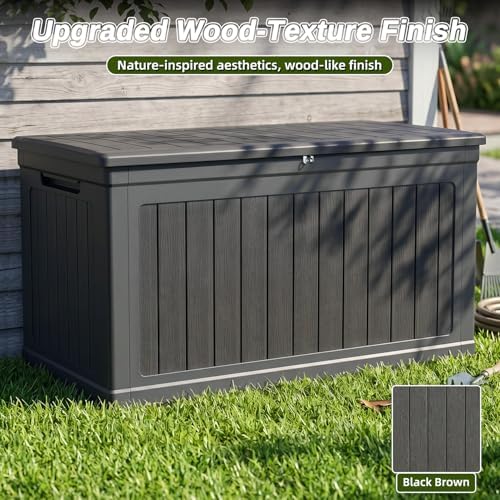 270 gallons outdoor storage deck box on a desk or shelf