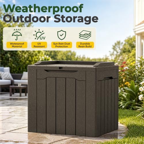 flamaker deck box 31 gallon waterproof resin small, package contents