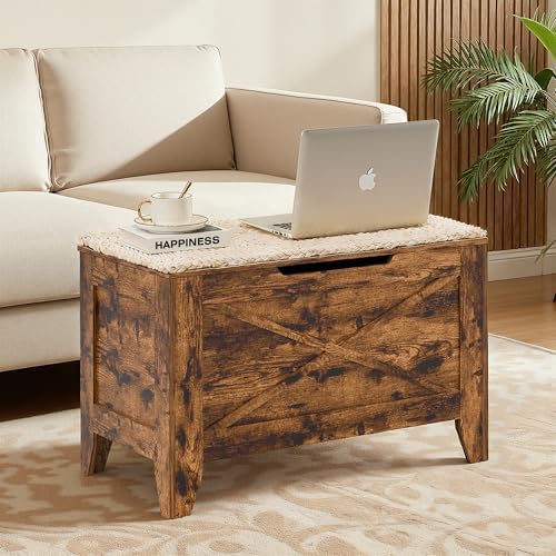 vecelo 30" storage bench, entryway shoe ottoman, farmhouse, side view