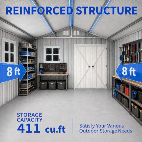 10x8 ft outdoor storage shed with 2 clear, side view