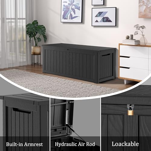 outdoor storage box 270gal waterproof resin deck box,uv-resistant showing dimensions
