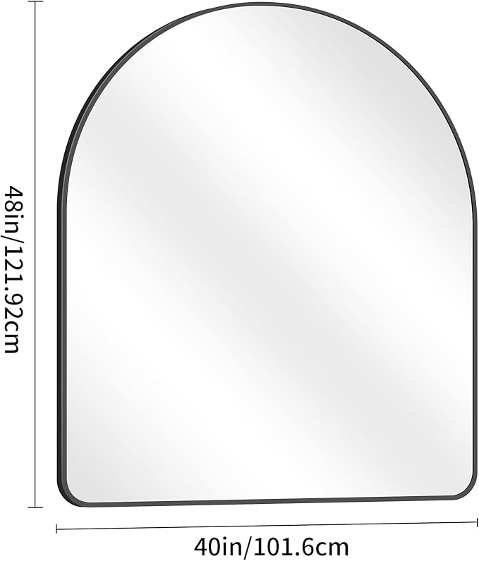 GLASHOM Arched Bathroom Mirror, Wall Mounted Mirror, Living Room, Vertically - Image 3
