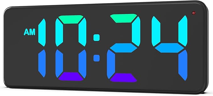 LED Digital Wall Clock with Dynamic RGB Display, Big Digits, Auto-Brightness by DigitalClocks